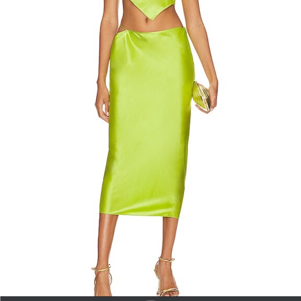 SER.O.YA Penina silk skirt Chartreuse NWT size M
